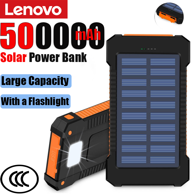 Solar Emergency Charger - Lenovo 500000mAh Büyük Güneş Enerjili Powerbank